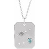 Sterling Silver Natural Aquamarine & .01 Natural Diamond Cancer Constellation 16-18" Necklace