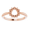 Family Beaded Circle Ring Mounting in 10 Karat Rose Gold for Round Stone