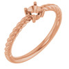 Rope Solitaire Ring Mounting in 18 Karat Rose Gold for Round Stone