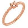 Rope Solitaire Ring Mounting in 10 Karat Rose Gold for Round Stone