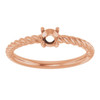Rope Solitaire Ring Mounting in 10 Karat Rose Gold for Round Stone