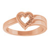 Family Engravable Heart Ring Mounting in 18 Karat Rose Gold for Round Stone