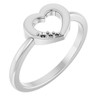 Family Heart Ring Mounting in 10 Karat White Gold for Round Stone