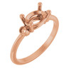 Oval 4 Prong Accented Ring Mounting in 18 Karat Rose Gold for Oval Stone