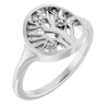 Family Tree Ring Mounting in 10 Karat White Gold for Round Stone