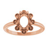 Halo Style Pearl Ring Mounting in 18 Karat Rose Gold for Oval Stone