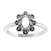 Halo Style Pearl Ring Mounting in 10 Karat White Gold for Oval Stone