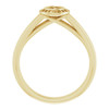 Bezel Set Halo Style Engagement Ring Mounting in 18 Karat Yellow Gold for Round Stone