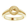 Bezel Set Halo Style Engagement Ring Mounting in 18 Karat Yellow Gold for Round Stone