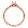 Pavé Accented Engagement Ring Mounting in 18 Karat Rose Gold for Round Stone