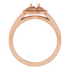 Double Halo Style Ring Mounting in 14 Karat Rose Gold for Round Stone