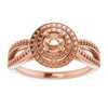 Double Halo Style Ring Mounting in 14 Karat Rose Gold for Round Stone