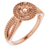 Double Halo Style Ring Mounting in 18 Karat Rose Gold for Round Stone