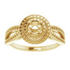 Double Halo Style Ring Mounting in 14 Karat Yellow Gold for Round Stone