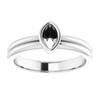 Bezel Set Solitaire Engagement Ring Mounting in 14 Karat White Gold for Marquise Stone
