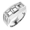 Three Stone Ring Mounting in Sterling Silver for Square Stone