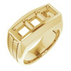 Three Stone Ring Mounting in 14 Karat Yellow Gold for Square Stone