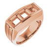 Three Stone Ring Mounting in 14 Karat Rose Gold for Square Stone