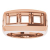 Three Stone Ring Mounting in 14 Karat Rose Gold for Square Stone