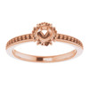 Halo Style Engagement Ring Mounting in 10 Karat Rose Gold for Round Stone