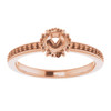 Halo Style Engagement Ring Mounting in 18 Karat Rose Gold for Round Stone