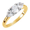 Three Stone Engagement Ring Mounting in 10 Karat Yellow/White Gold for Round Stone