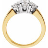 Three Stone Engagement Ring Mounting in 10 Karat Yellow/White Gold for Round Stone