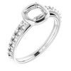 Accented Ring Mounting in 14 Karat White Gold for Cushion Stone