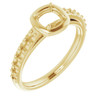 Accented Ring Mounting in 14 Karat Yellow Gold for Cushion Stone