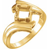 Bypass Ring Mounting in 14 Karat Yellow Gold for Square Stone
