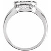 Cabochon Bezel Set Accented Ring Mounting in 14 Karat White Gold for Oval Stone