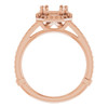 Halo Style Engagement Ring Mounting in 14 Karat Rose Gold for Emerald Stone