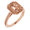 Halo Style Engagement Ring Mounting in 18 Karat Rose Gold for Emerald Stone