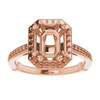 Halo Style Engagement Ring Mounting in 18 Karat Rose Gold for Emerald Stone