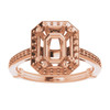 Halo Style Engagement Ring Mounting in 10 Karat Rose Gold for Emerald Stone