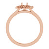 Floral Inspired Engagement Ring Mounting in 14 Karat Rose Gold for Round Stone