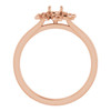 Floral Inspired Engagement Ring Mounting in 18 Karat Rose Gold for Round Stone