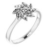Floral Inspired Engagement Ring Mounting in Sterling Silver for Round Stone