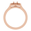Floral Inspired Halo Style Engagement Ring Mounting in 10 Karat Rose Gold for Round Stone