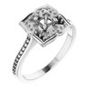 Floral Inspired Halo Style Engagement Ring Mounting in 14 Karat White Gold for Round Stone