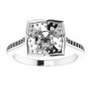 Floral Inspired Halo Style Engagement Ring Mounting in 14 Karat White Gold for Round Stone