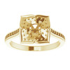 Floral Inspired Halo Style Engagement Ring Mounting in 14 Karat Yellow Gold for Round Stone