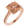 Floral Inspired Halo Style Engagement Ring Mounting in 18 Karat Rose Gold for Round Stone