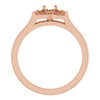 Floral Inspired Halo Style Engagement Ring Mounting in 18 Karat Rose Gold for Round Stone