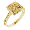 Floral Inspired Halo Style Engagement Ring Mounting in 10 Karat Yellow Gold for Round Stone