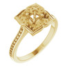 Floral Inspired Halo Style Engagement Ring Mounting in 18 Karat Yellow Gold for Round Stone