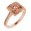 Floral Inspired Halo Style Engagement Ring Mounting in 14 Karat Rose Gold for Round Stone