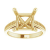 Accented Engagement Ring Mounting in 14 Karat Yellow Gold for Square Stone