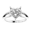 Solitaire Ring Mounting in 14 Karat White Gold for Heart shape Stone