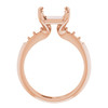 Accented Ring Mounting in 14 Karat Rose Gold for Asscher Stone